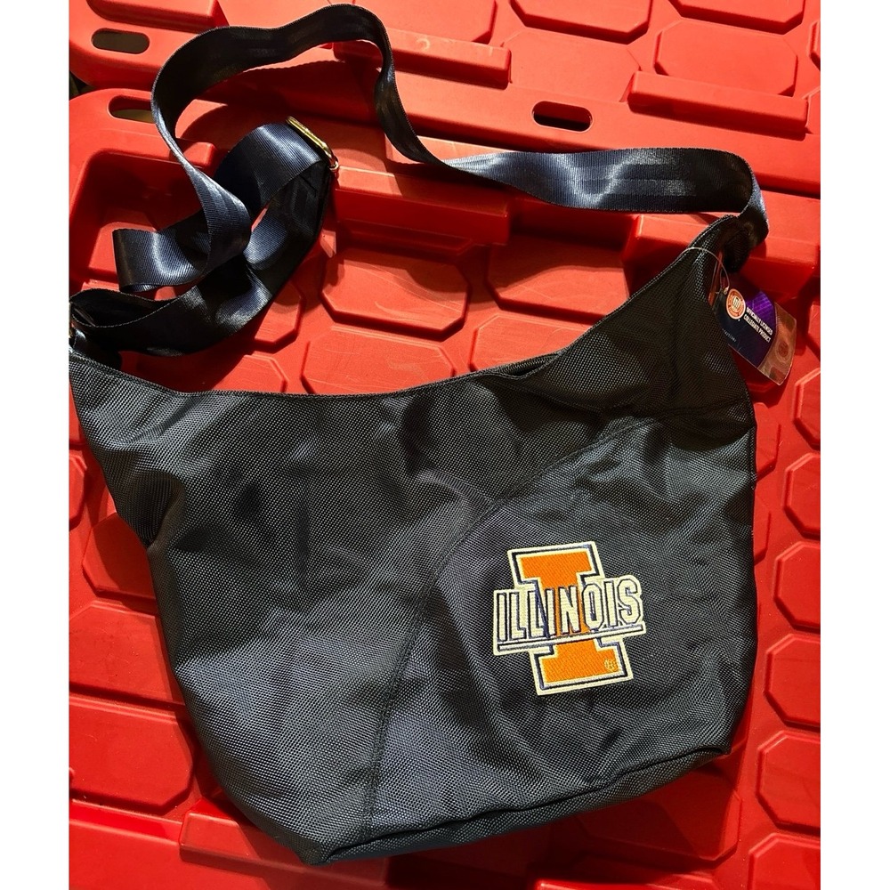 NEW Little Earth NCAA University of Illinois Navy Blue Hobo Style Purse